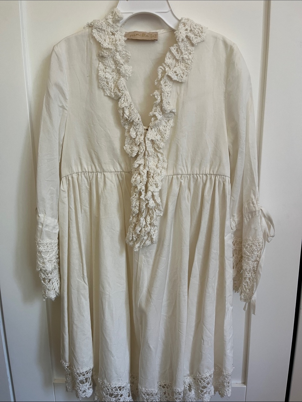 Italian Brand Girls' Lace-Trim Ruffled Dress